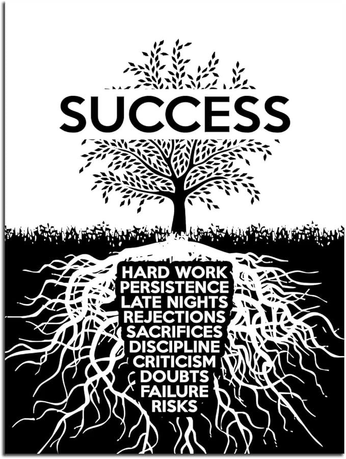 Inspirational Wall Art Motivation Entrepreneur Quotes Canvas Painting Success Tree Posters and Prints Artwork Modern Inspiring Office DecorHome Decorations Frame Ready to hang[30″W X 40″H]