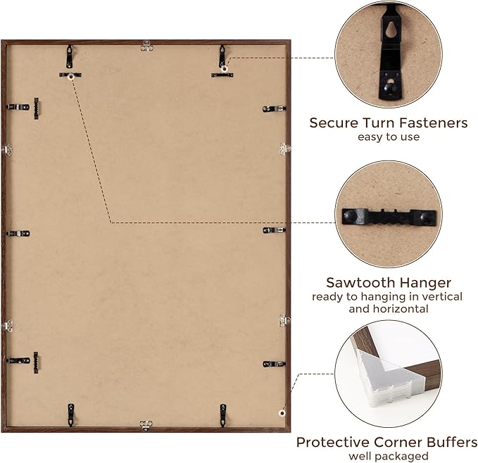 22x30 Oak Wood Picture Frame, 22"x30" Poster Frame for Wall, 22x30 Picture Frame with Mat for 20x27, Solid Oak Wood Photo Frame 22 x 30 with Tempered Real Glass (Walnut Color, 1 Pack)