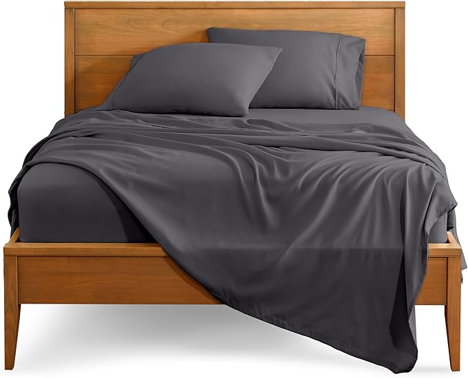 Bare Home Twin Sheet Set - 1800 Ultra-Soft Microfiber Twin Bed Sheets - Double Brushed - Deep Pockets - Easy Fit - Extra Soft - 3 Piece Set - Bedding Sheets & Pillowcases (Twin, Forged Iron Grey)