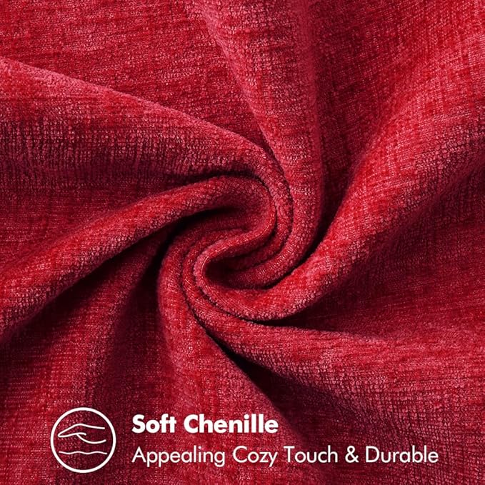 MIULEE Pack of 2 Christmas Pillow Covers 20x20 Inch Red Farmhouse Decorative Throw Pillow Covers with Stitched Edge Soft Chenille Solid Dyed Couch Pillow Covers for Sofa Bed Living Room