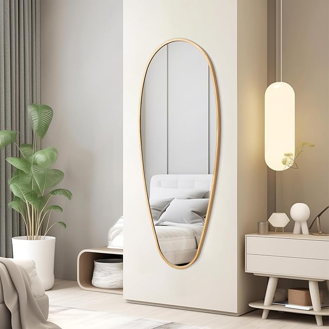 JJUUYOU Asymmetrical Mirror with Metal Frame Irregular Bathroom Mirror Decorative Wall Mirror Large 39"x 18" Vintage Mirrors for Living Room Bathroom Bedroom Entryway Wall Decor