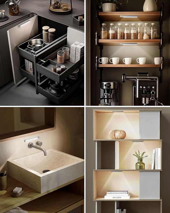 Led Under Cabinet Lights Wireless, 7’’ Rechargeable Motion Sensor Light Indoor, Dimmable Closet Lights for Cabinets, Bookshelf, Stair, Hallway