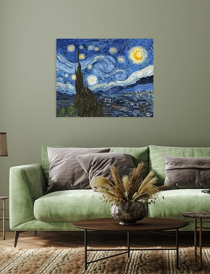 DECORARTS - Starry Night, Vincent Van Gogh Art Reproduction. Giclee Canvas Prints Wall Art for Home Decor 30x24