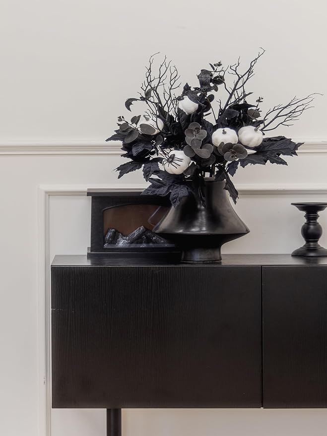 MISSPIN 10 PCS 18 inch Black Fall Decor Bouquets, Fall Decorations Indoor Outdoor Halloween Thanksgiving Farmhouse Arrangement for Front Door Wedding Centerpieces in Autumn (Maple Leaf Pumpkin)