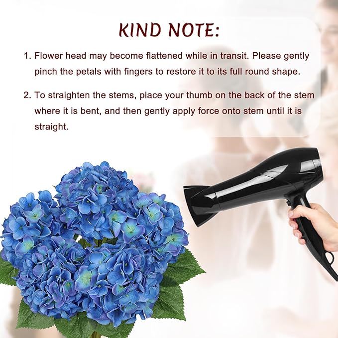 Hydrangea Artificial Flowers Large Artificial Dark Blue Hydrangeas Silk Flower for Home Decor Indoor Wedding Flower Bouquets Faux Flowers Kitchen Centerpiece Table Decorations