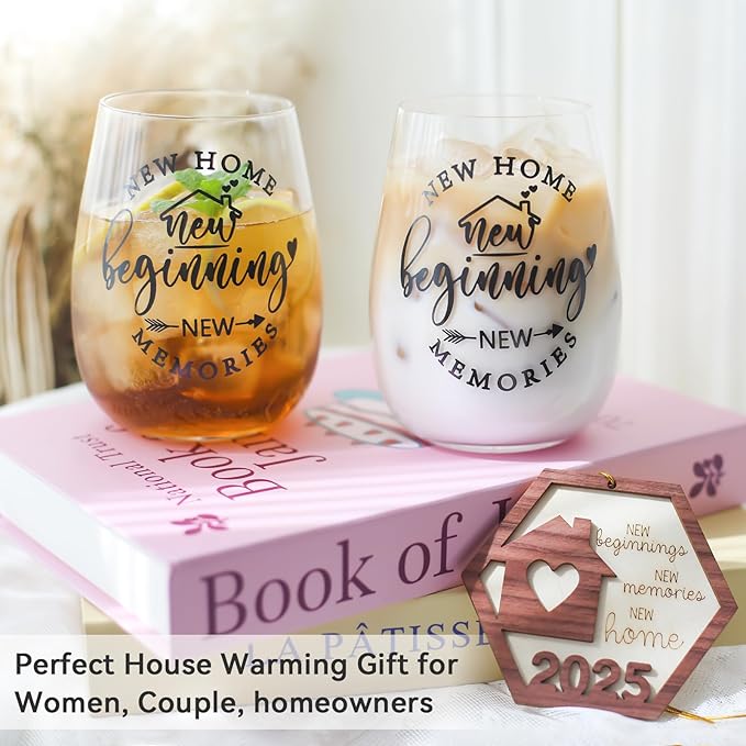 Housewarming Gifts for New Home Closing Gifts for Home Buyers, House Warming wine glasses for Men Women Couple Families Friends Coworkers, First House Present Ideas