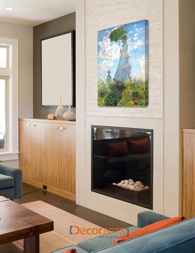 DECORARTS - The Walk, Woman with a Parasol (1875), Claude Monet Art Reproduction. Giclee Canvas Prints Wall Art for Home Decor 30x24