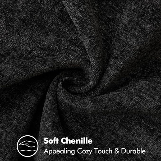 MIULEE Pack of 2 Couch Throw Pillow Covers 16x16 Inch Black Farmhouse Decorative Pillow Covers with Stitched Edge Soft Chenille Solid Dyed Spring Pillow Covers for Sofa Bed Living Room