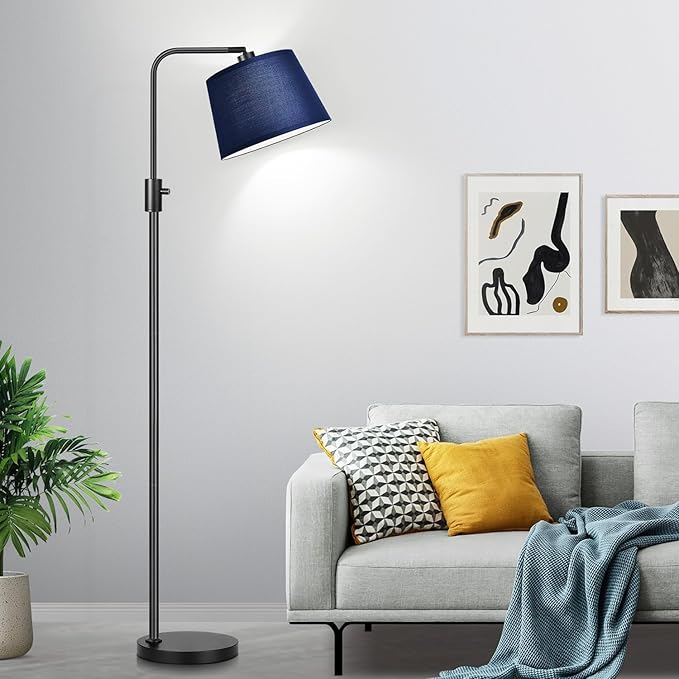 Nintiue 【Upgraded】 Dimmable Floor Lamp, 1000 Lumens LED Edison Bulb Included, Modern Arc Standing Tall Floor Lamp for Living Room Bedroom Office Dining Room - Blue