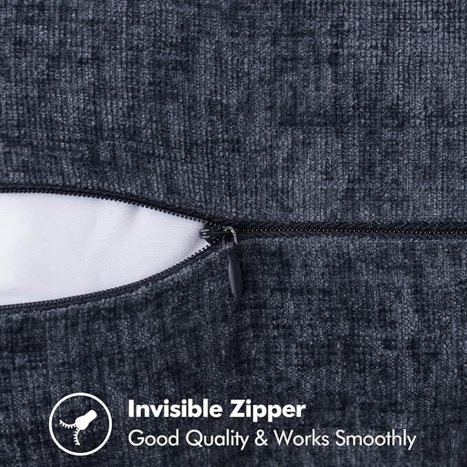 MIULEE Pack of 2 Couch Throw Pillow Covers 20x20 Inch Dark Blue Farmhouse Decorative Pillow Covers with Stitched Edge Soft Chenille Solid Dyed Spring Pillow Covers for Sofa Bed Living Room