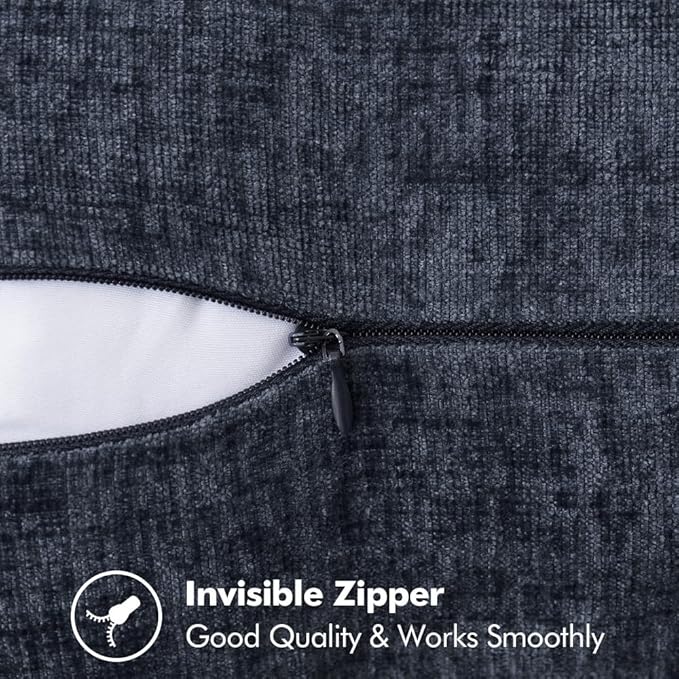 MIULEE Pack of 2 Couch Throw Pillow Covers 16x16 Inch Dark Blue Farmhouse Decorative Pillow Covers with Stitched Edge Soft Chenille Solid Dyed Spring Pillow Covers for Sofa Bed Living Room