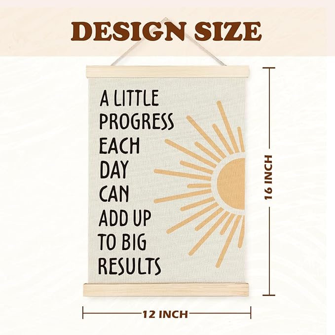 Supwhd Positive Affirmations Wall Decor, Inspirational Add Up to Big Results Office Wall Art, Motivational Quotes Wall Art for Office Classroom Home, 12x16