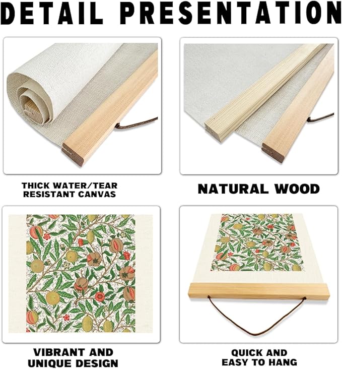 Christian Canvas Poster, Psalm 34:8 Canvas Poster Wood Hanger, Christian Wall Art, Bible Verse Posters, William Morris Prints Decor, Modern Canvass Posters Decors, Home Decor Accent