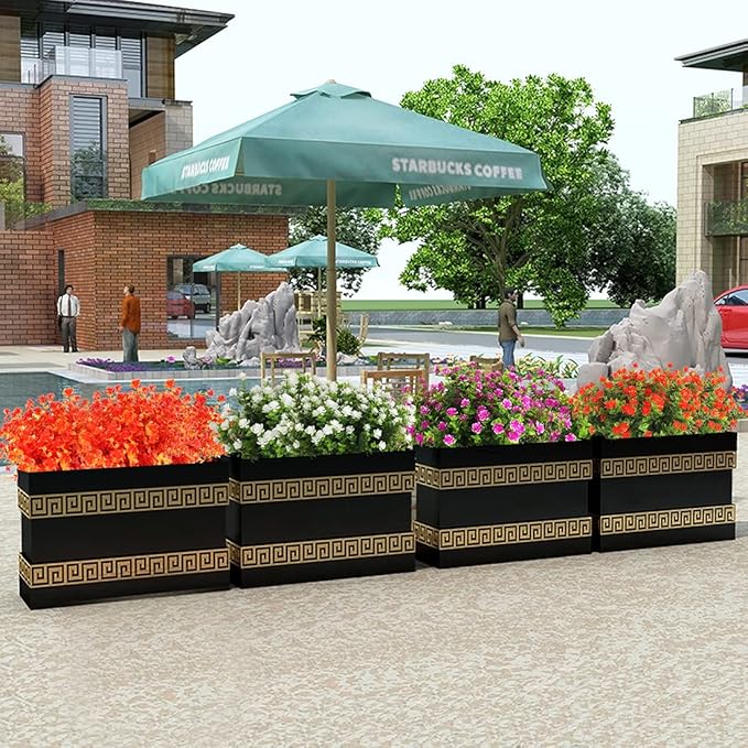 RECUTMS 8 Bundles Artificial Fall Flowers No Fade Faux Autumn Plants, Fake Indoor Outdoor Greenery for Thanksgiving Christmas Wedding Party Home Garden Fireplace Décor (Golden)