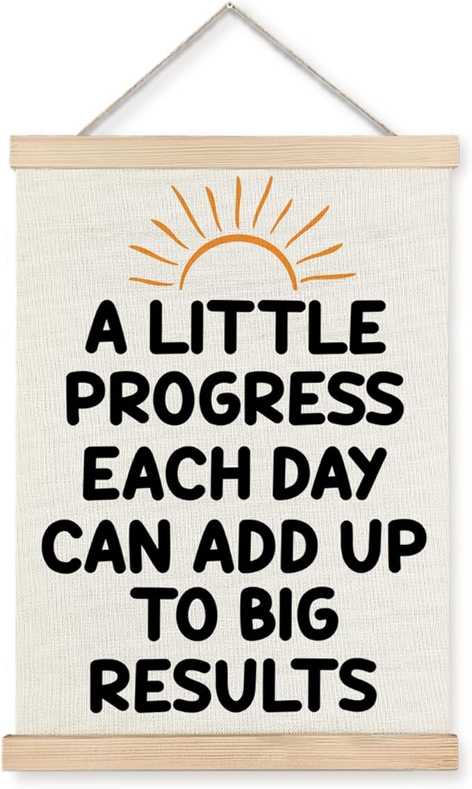 Supwhd Sunset Positive Affirmations Wall Decor, Inspirational Add Up to Big Results Office Wall Art, Motivational Quotes Wall Art for Office Classroom Home, 12x16