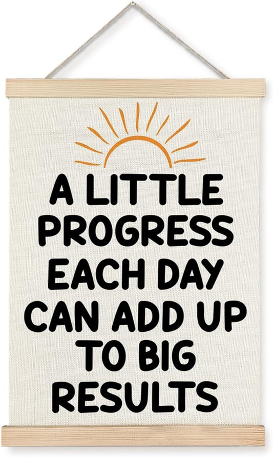 Supwhd Sunset Positive Affirmations Wall Decor, Inspirational Add Up to Big Results Office Wall Art, Motivational Quotes Wall Art for Office Classroom Home, 12x16