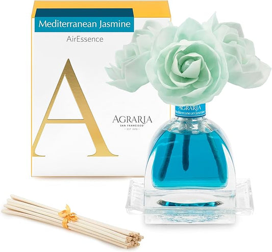 AGRARIA AirEssence Flower and Reed Diffuser Set, Handmade Sola Flower Botanical Home Fragrance Set, Scented Oil Reed Diffuser Gift for All Occasions