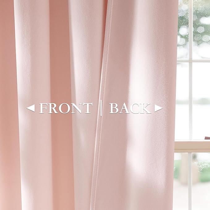 StangH Baby Pink Velvet Curtains, Luxury Rod Pocket Back Tab Blackout Drapes for Bedroom, Living Room, Kitchen, Thermal Insulated, Super Soft Window Treatment, 52 x 90 inches, 2 Panels