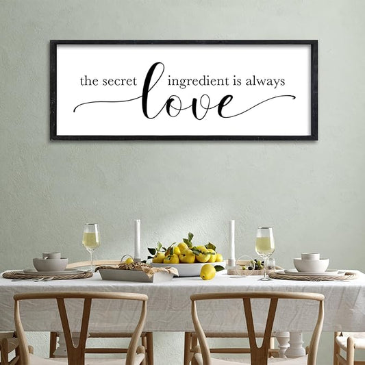 Surfapans Meals and Memories Are Made Here Sign Wall Art Decor 32"x12" for Kitchen Dining Room Large Wooden Framed Wall Hanging (Black)