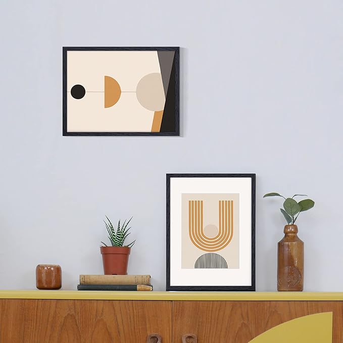 Black Picture Frame 12x16, Oak Wood 12"x16" Photo Frame for Wall, 12x16 Frame with Mat for 8.5x11, 12 x 16 Poster Frames - Tempered Glass (Black, 1 Pack)