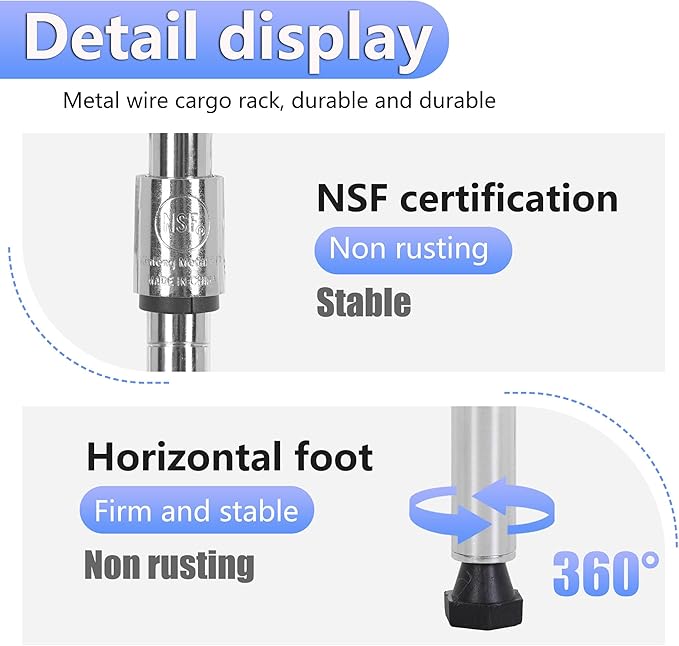 BestOffice | 6-Tier Wire Storage Shelves | 17x12x64 | Chrome | with Adjustable Racks | Heavy-Duty Metal Shelf, Holds Upto 600 lbs | No-Tool Assembly | Ideal for Home & Garage Shelving