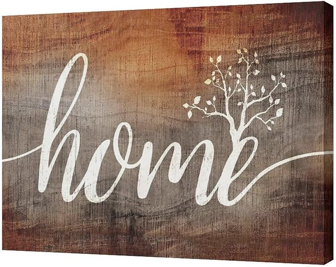 Large Farmhouse Home Wall Art Home Word Sign Pictures Wall Decor Rustic Home Quotes Canvas Painting Print Modern Family Decor Artwork Framed for Living Room Bathroom Master Bedroom Dining room 20"x16"