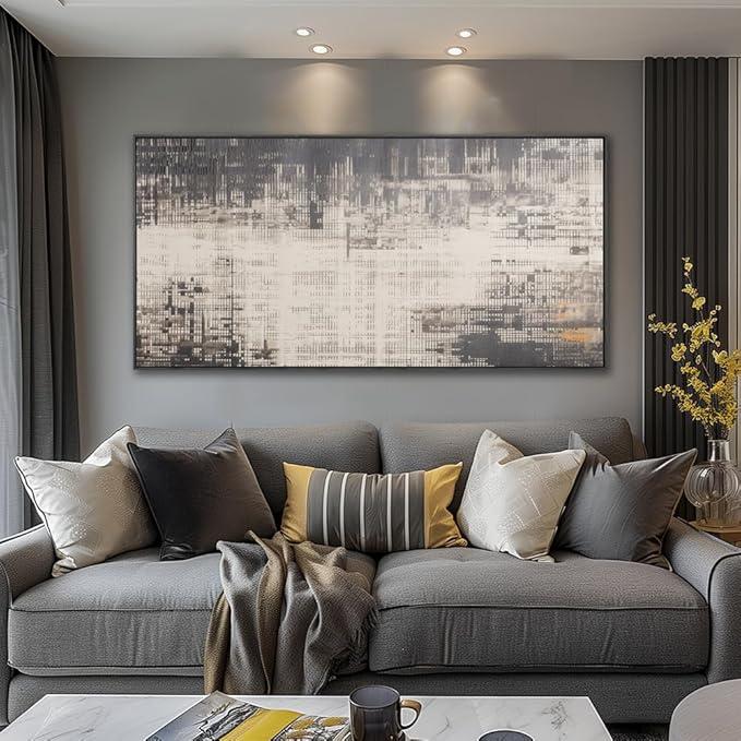 youkuart Wall Art Grey and Brown Abstract Wall Decor Modern Artwork for Living Room Bedroom Dining Room Home Office Decor Large Framed Ready to Hang 20"x40"