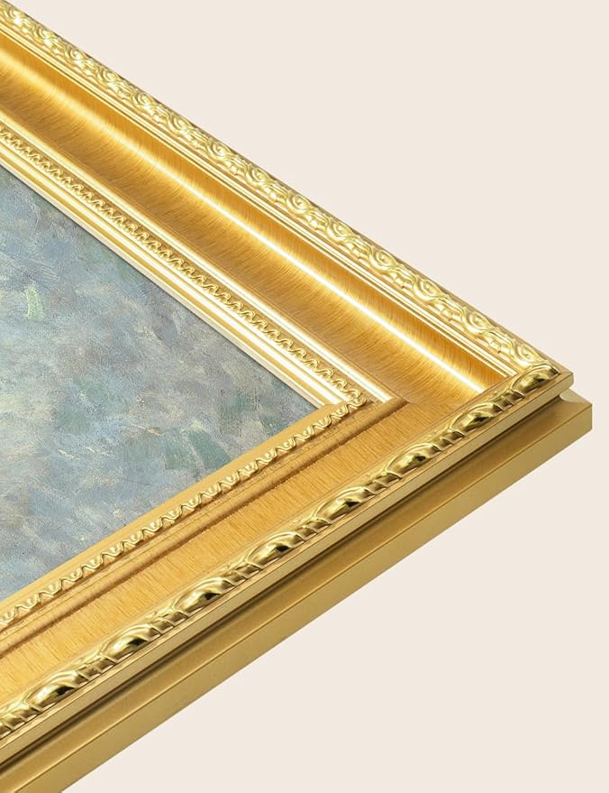 DECORARTS - Vincent van Gogh's Boats at Saintes-Maries. Museum-Quality Giclee Print on Cotton Canvas, Gold Wood Frame with Ornate Detailing, Framed Size: 34.75x28.75, Made in USA