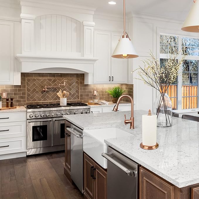 Akicon Paper Towel Holder Stand for Kitchen Countertop & Dining Room Table (Copper, Classical)