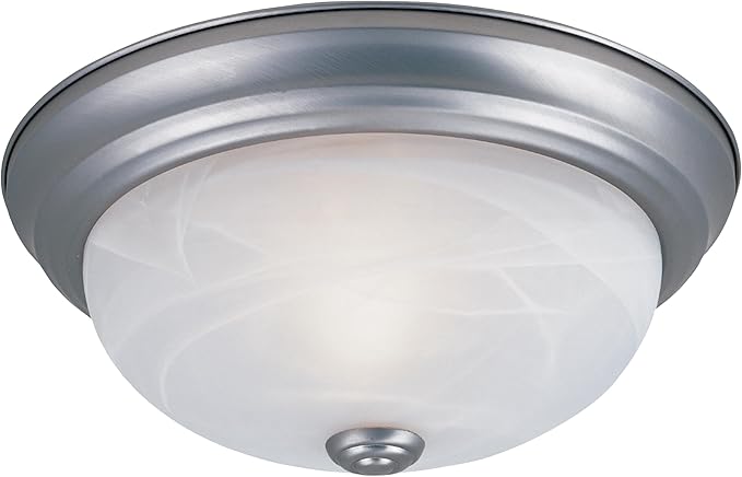 Designers Fountain 15 in 3-Light Flush Mount Ceiling Light, Pewter with Alabaster Glass Shade, 1257L-PW-AL