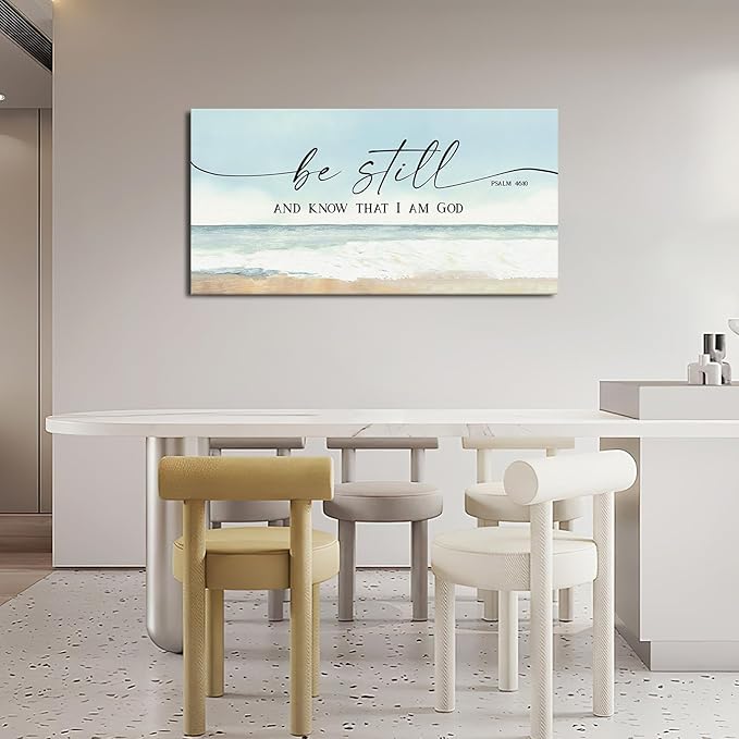 Large Christian Wall Art Be Still and Know That I Am God Pictures Wall Decor Bible Verse Psalm Canvas Painting Print Modern Home Decor Artworks Framed for Living Room Bathroom Master Bedroom 60"x30"