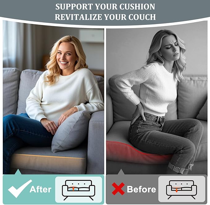 Couch Cushion Support to Fix Sagging Sofas - 20''x20'' Under Cushion Supports for Saggy Seat High Density Curved 40D Foam, Blue 2 Pack