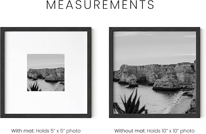 HAUS AND HUES Set of 15 10x10 Picture Frames - Black Square Frames for Gallery Wall, 10 x 10 Frame with Mat, Oak Wood Picture Frames