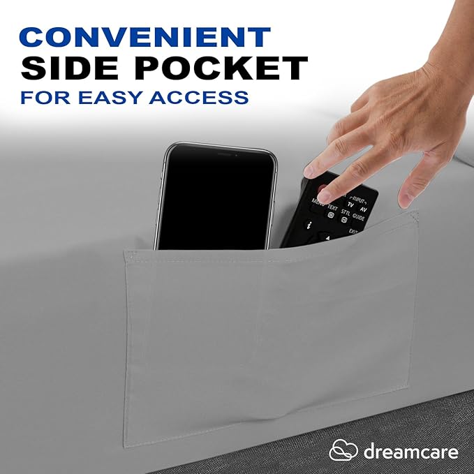 DREAMCARE Twin XL Sheet Sets - Cooling Bed Sheets - 4pcs Set - up to 15" Deep Pocket Twin XL Sheets - XL Twin Sheet Set – Soft & Long Lasting 100% Fine Brushed Polyester with Side Pocket - Light Gray