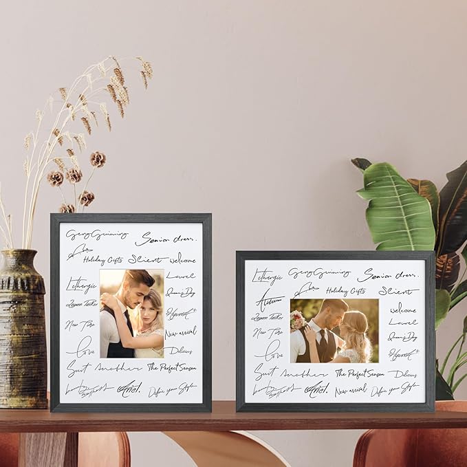 Egofine 11x14 Picture Frames Set of 4, Made of Solid Wood Covered by Plexiglass 5x7 and 8x10 with Mat or 11x14 without Mat, for Table Top Display and Wall Mounting Photo Frame Rustic Black