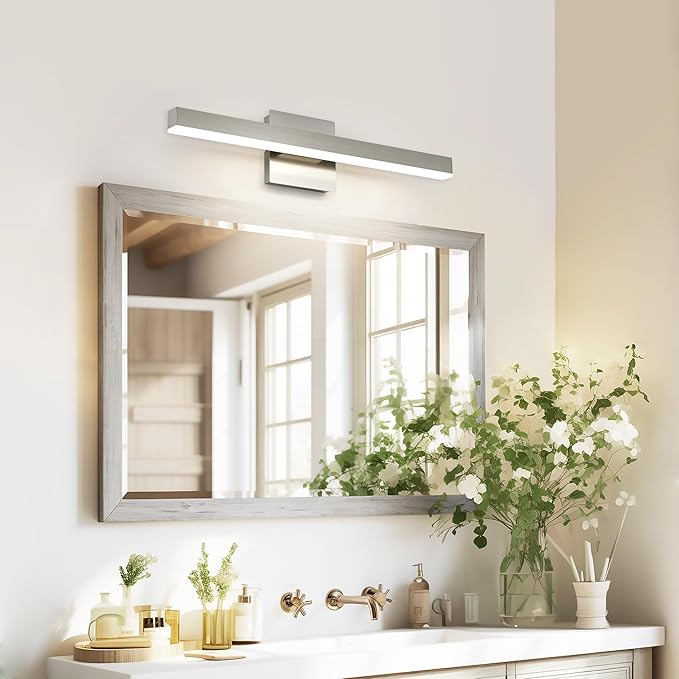 Joossnwell Bathroom Vanity Light Brushed Nickel Bathroom Light Fixtures Over Mirror 23.62 inch 5CCT Dimmable Modern LED Vanity Lighting Bar ETL Certificated