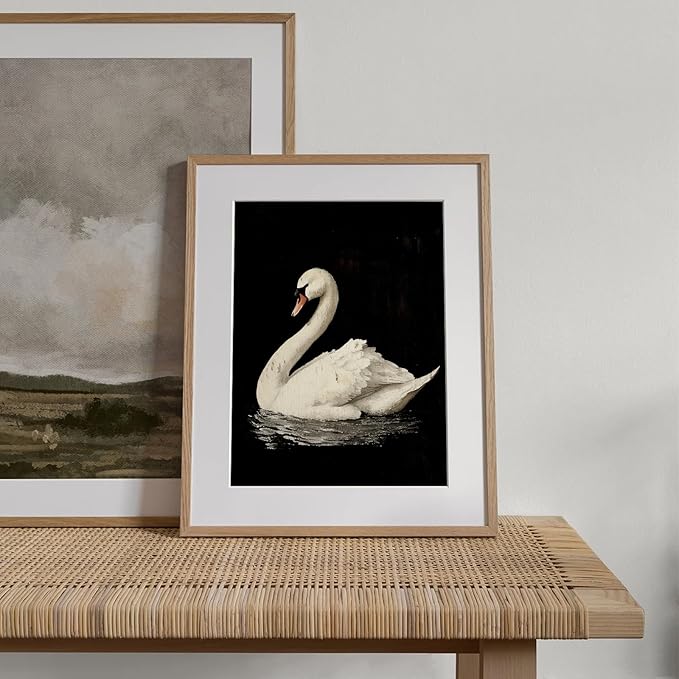 RETRART Vintage Swan Canvas Wall Art - Swan Vintage Art Prints for Wall Decor, Swan Print Elegant Animal Oil Painting Decor for Living Room Bedroom Kitchen - 8" x 10" - UNFRAMED