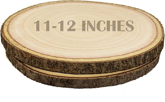 2 pcs Large Wood Slices for Centerpieces 11-12 inches Wood Rounds for Tables Decor Rustic Wood Circles for DIY Crafts and Wedding Decor Round Wooden Discs Rustic Wedding Centerpiece
