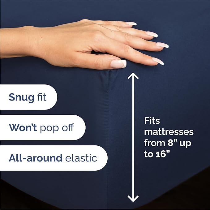 Queen Size 4 Piece Sheet Set - Comfy Breathable & Cooling Bed Sheets Set - Hotel Luxury Bedding for Women, Men, Kids, Teens, Boys & Girls - Deep Pockets, Soft and Wrinkle Free - Oeko-Tex - Navy Blue