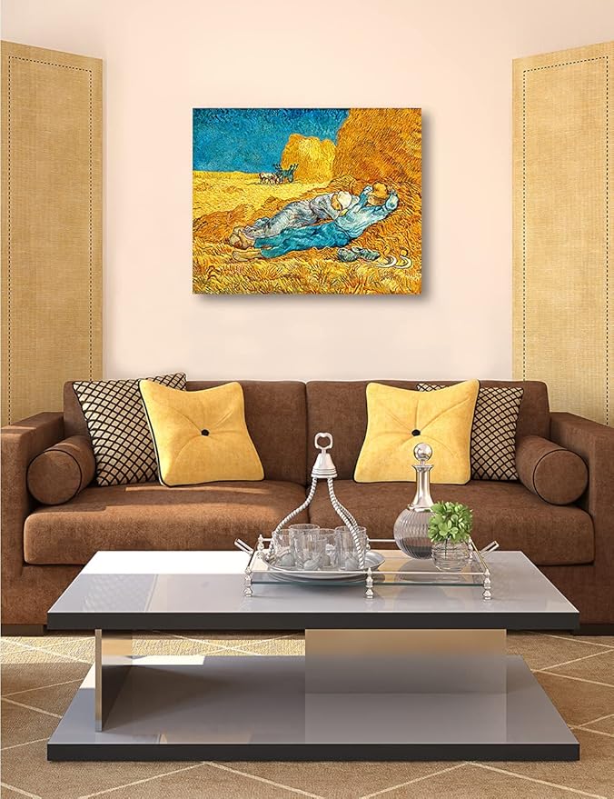 DECORARTS - Noon: Rest from Work, Vincent Van Gogh Art Reproduction. Giclee Canvas Prints Wall Art for Home Decor 30x24