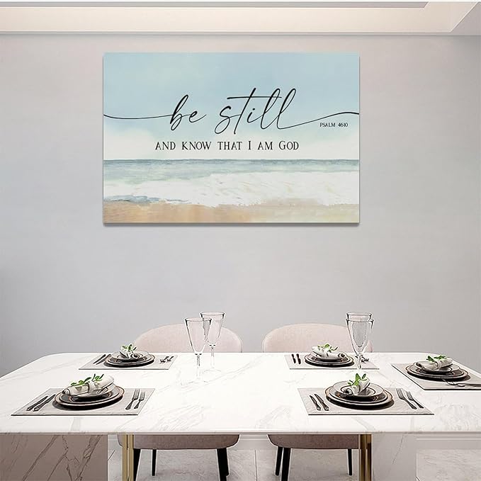 Large Christian Wall Art Be Still and Know That I Am God Pictures Wall Decor Bible Verse Psalm Canvas Painting Print Modern Home Decor Artworks Framed for Living Room Bathroom Master Bedroom 24"x16"