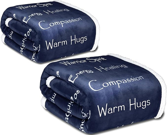 WOLF CREEK BLANKET - Compassion Blanket (Brand)- Strength Courage Super Soft Warm Hugs, Get Well Gift Blanket Plush Healing Thoughts Positive Energy Love & Hope (~Blue 2X, 50 x 65 Sherpa)