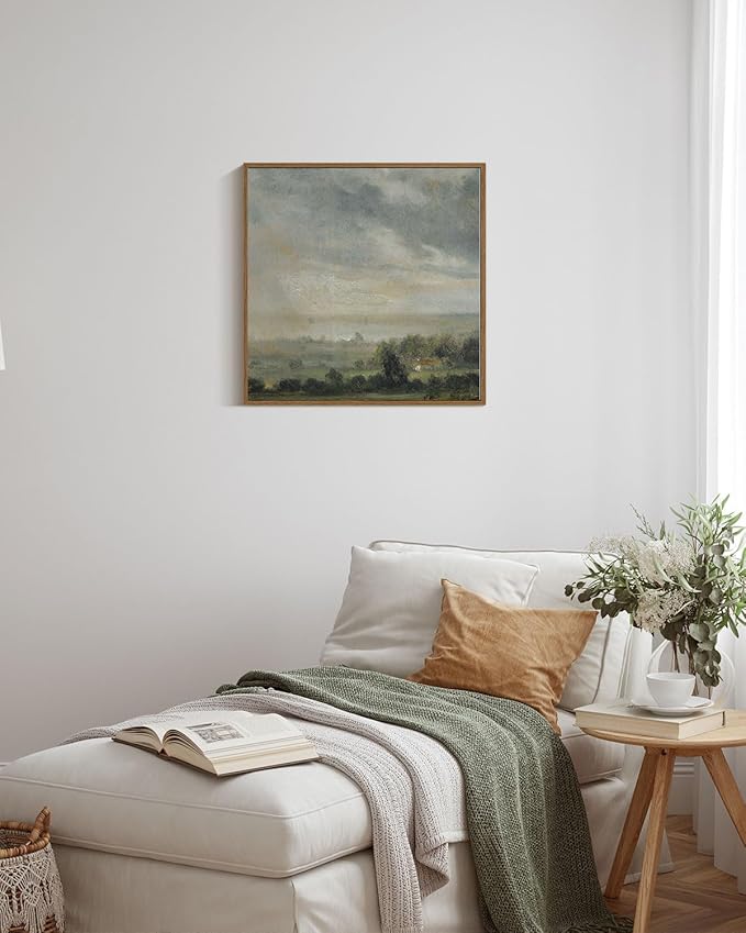 InSimSea Square Framed Canvas Wall Art, Landscape Room Decor Scenery Sky Grassland Canvas Oil Painting Home Decor, Wall Art Prints Decor for Living Room, Bedroom, Bedroom, Office 12"x12"