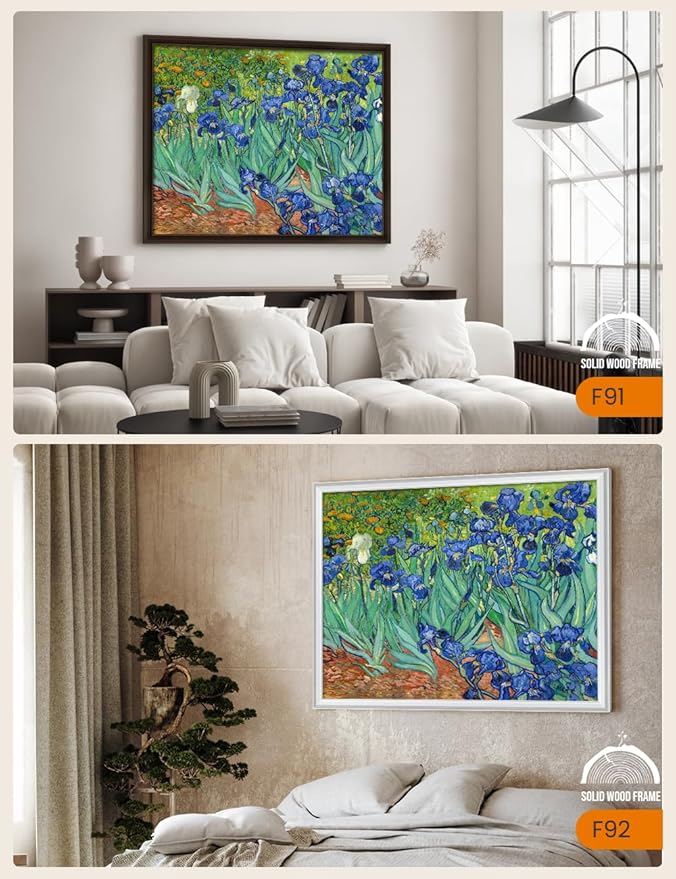 DECORARTS - Irises in the Garden by Vincent Van Gogh, Large Giclee Canvas Print with Solid Wood Frame, Oversized Wall Art Decor