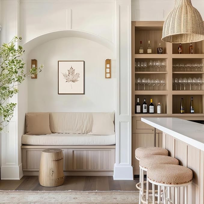 RETRART Vintage Maple Leaf Wall Art, Antique Maple Leaf Sketch Art - Botanical Drawing - Summer Farmhouse Decor, 8" x 10" Unframed Canvas Prints for Bedroom Living Room Bathroom Wall Decor