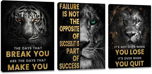 Motivational Office Wall Decor 3 Pieces Paintings Motivational PostersMotivational Wall Decor Prints Inspirational Canvas Wall Art Picture for Home Bedroom Living Room Decorations (60"Wx28"H)