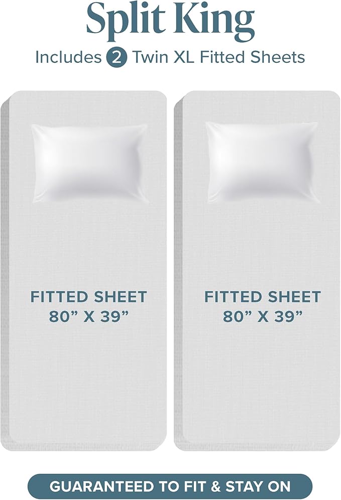 Bare Home Split King Sheet Set - 1800 Ultra-Soft Microfiber Bed Sheets - Double Brushed - Deep Pockets - Easy Fit - 5 Piece Set - Bed Sheets (Split King, Sage)