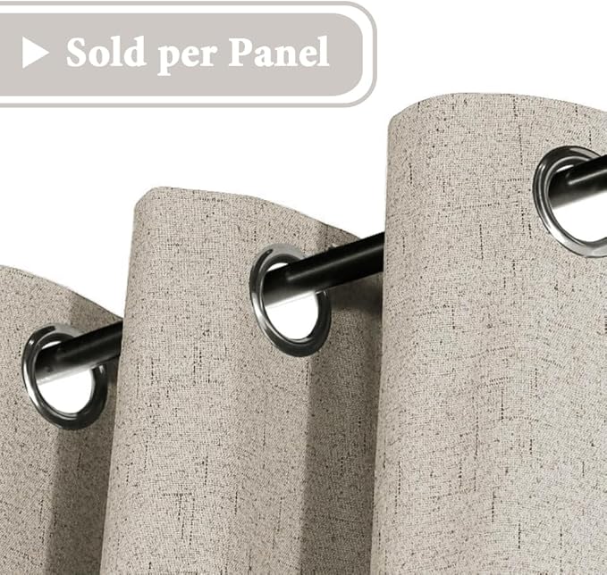 H.VERSAILTEX 100% Blackout Curtain for Bedroom 108 Inches Long Grommet Linen Face Full Light Blocking Curtain Drape for Living Room Thermal Insulated Linen Look Curtain 1 Panel, 52" W x 108" L, Stone
