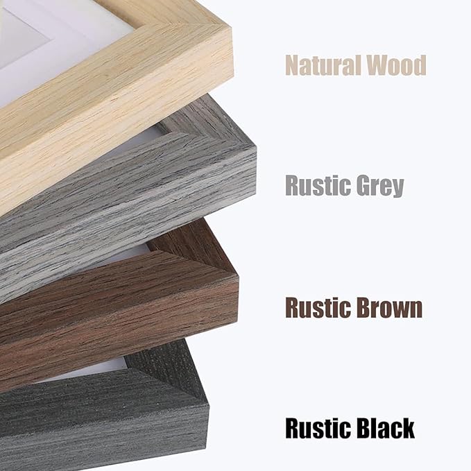 Egofine 9x12 Picture Frame Set of 4, Made of Solid Wood Multicolor Photo Frames Covered by Plexiglass 5x7 and 6x8 with Mat or 9x12 without Mat, for Table Top Display and Wall Mounting Mixed Colors