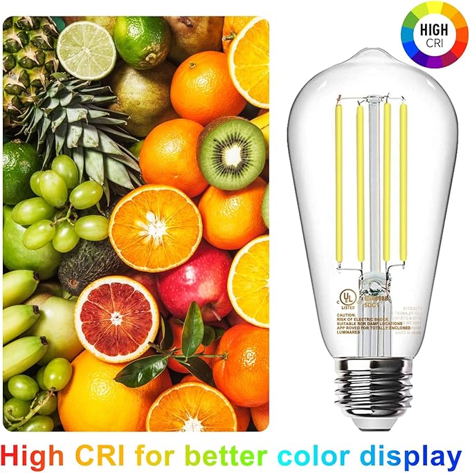 TJOY 12 Pack E26 Base Vintage LED Edison Light Bulbs, 60W Equivalent Dimmable, 4000K Natural White, 8W ST58 LED Filament Bulbs, 800Lumens, CRI80+, Antique Glass Style for Home, Bedroom, Farmhouse